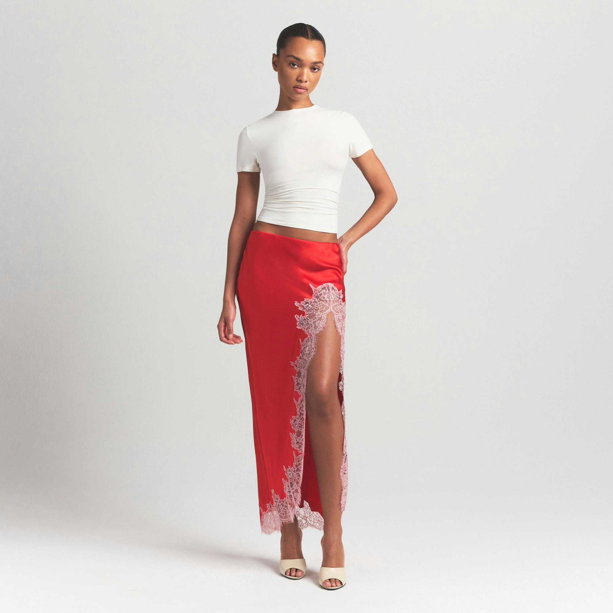 Lace Slip Midi Skirt - 6