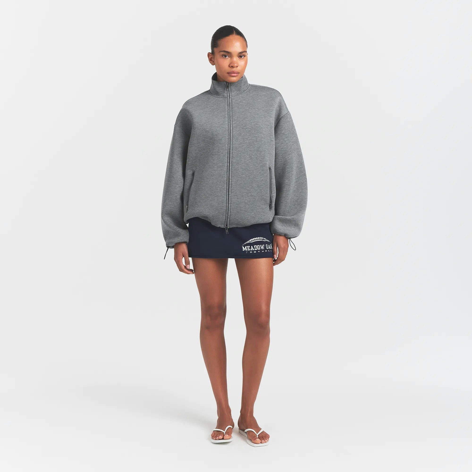 Neoprene Outerwear Oversized Mock Neck Jacket