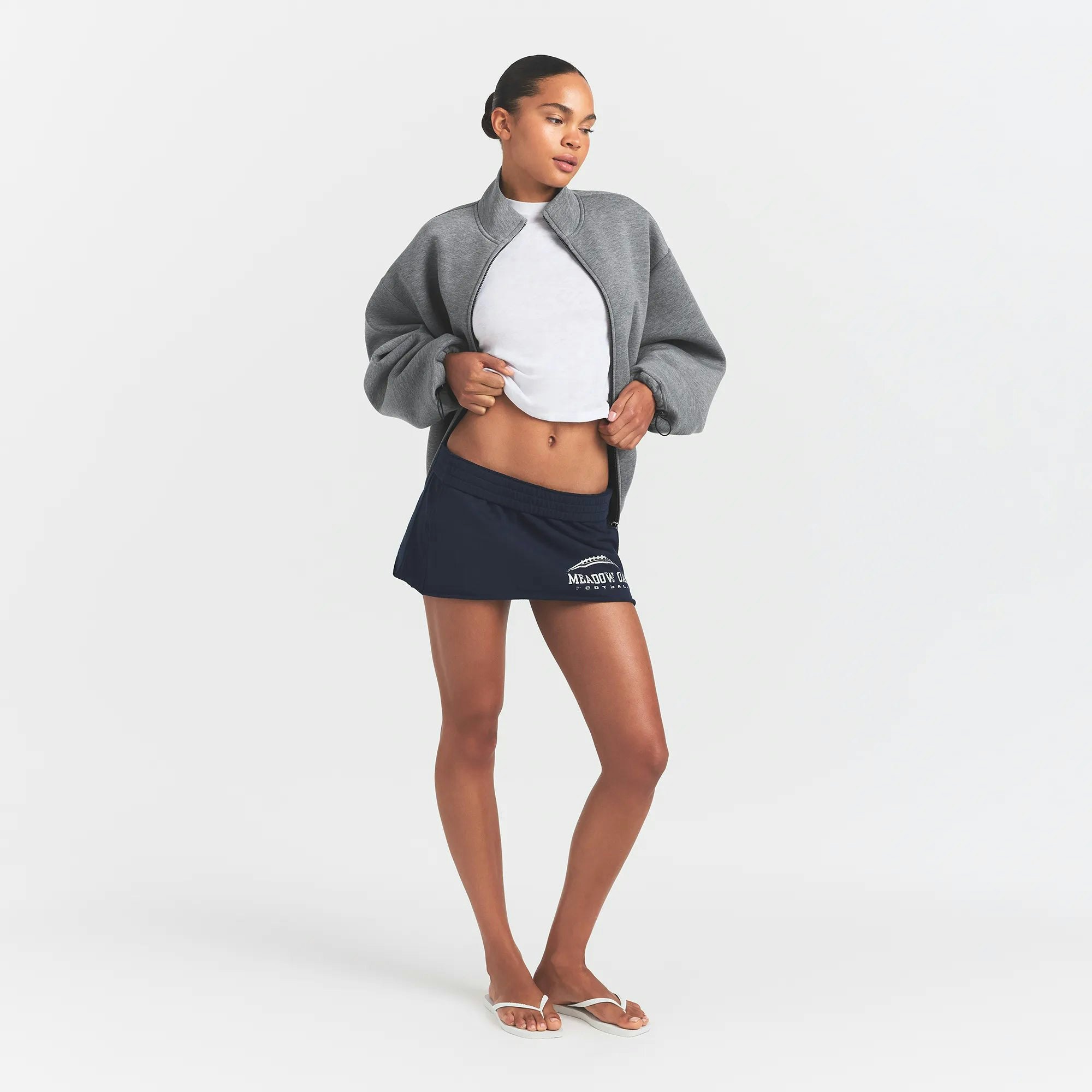 Neoprene Outerwear Oversized Mock Neck Jacket - 3