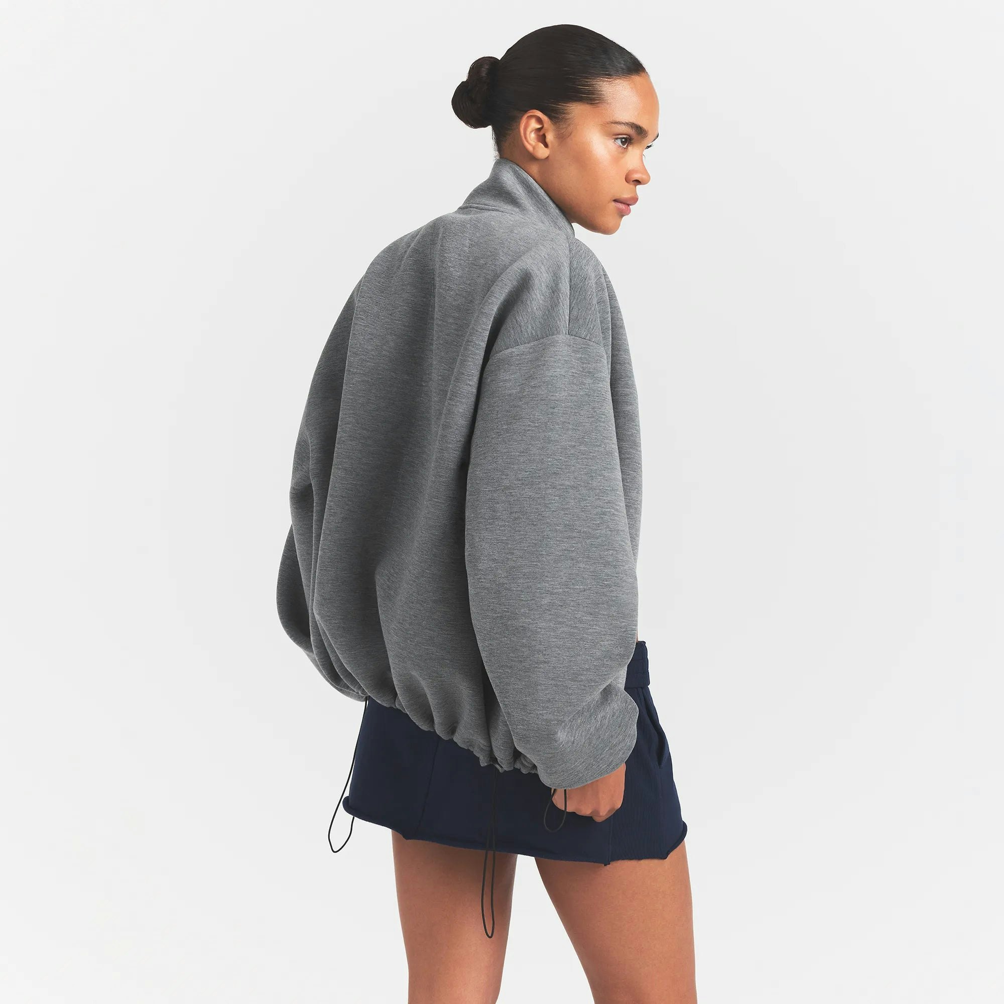 Neoprene Outerwear Oversized Mock Neck Jacket - 4