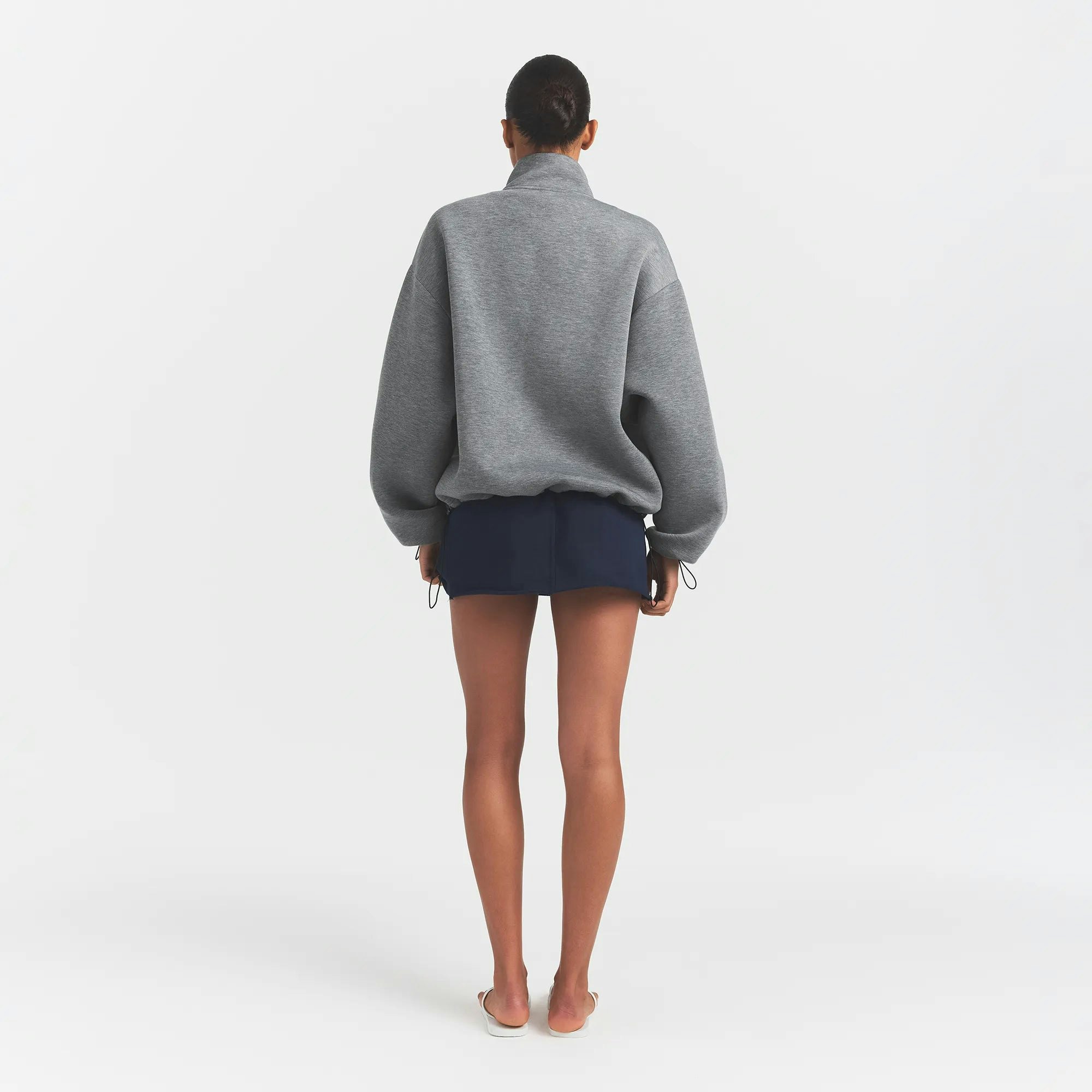 Neoprene Outerwear Oversized Mock Neck Jacket - 5