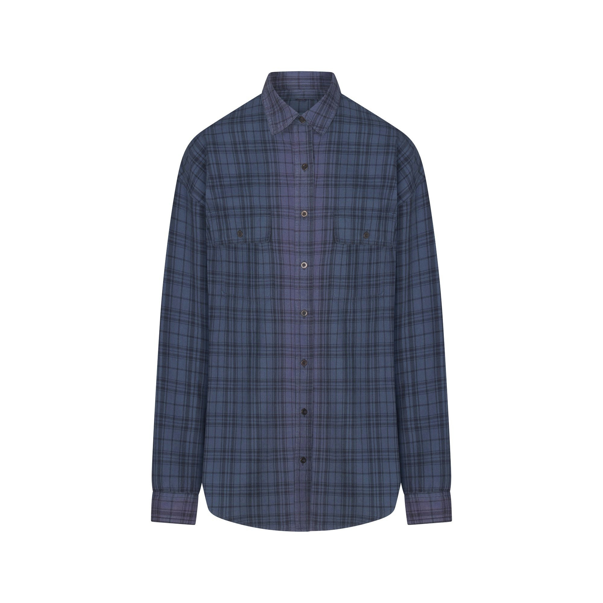 Washed Flannel Oversized Shirt - 7
