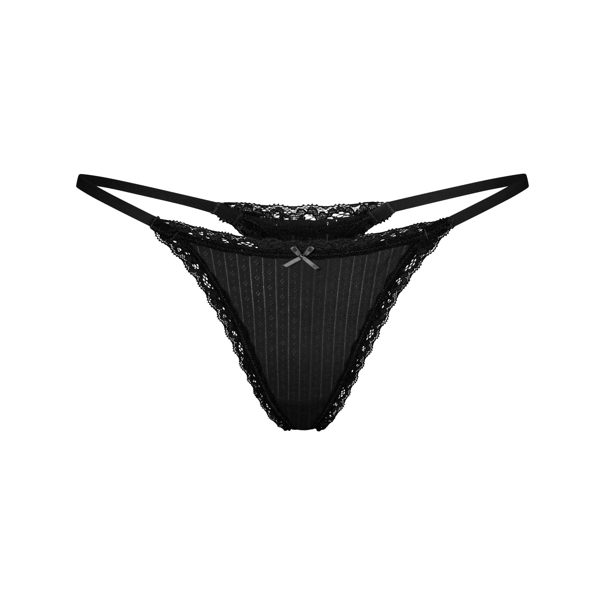 Pointelle Lace String Thong - 4