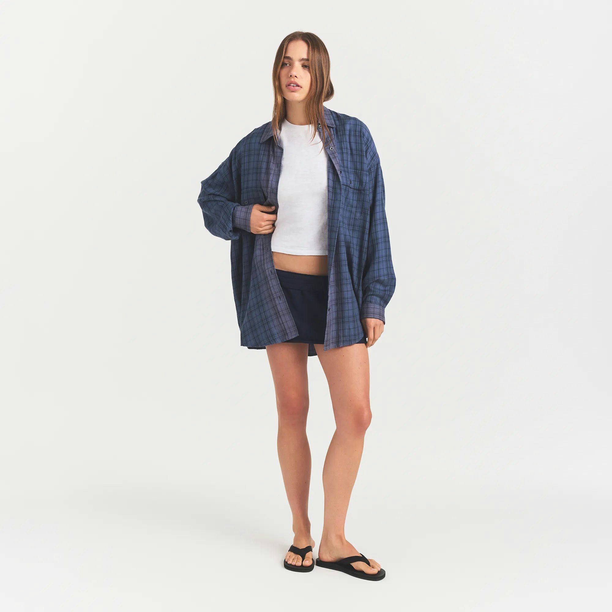 Washed Flannel Oversized Shirt - 4