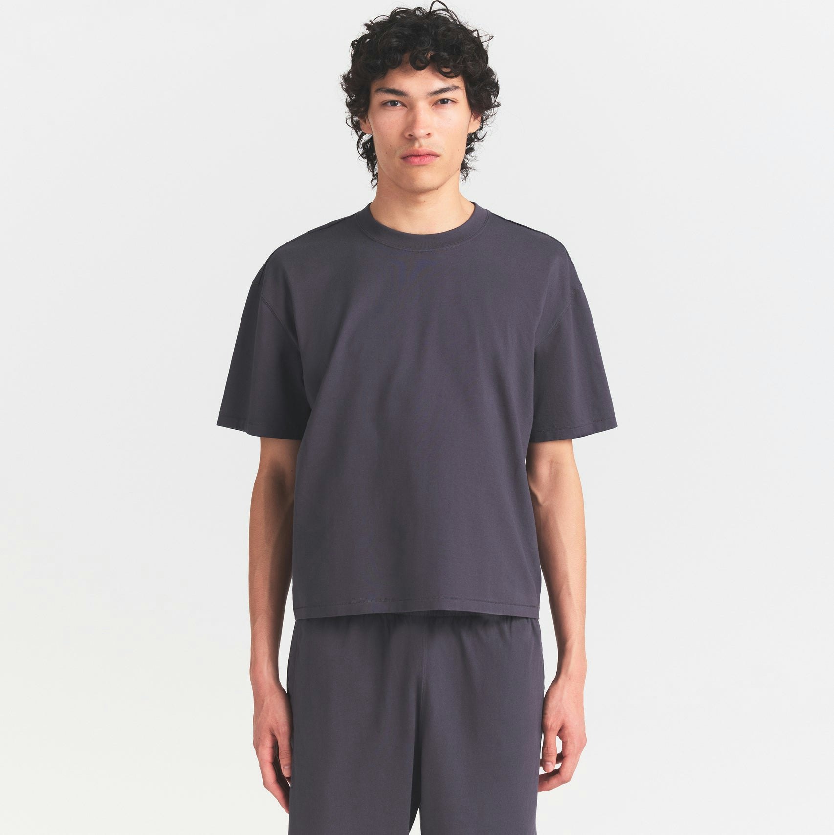 Mens Relaxed Cropped Crew Neck T-Shirt - 3
